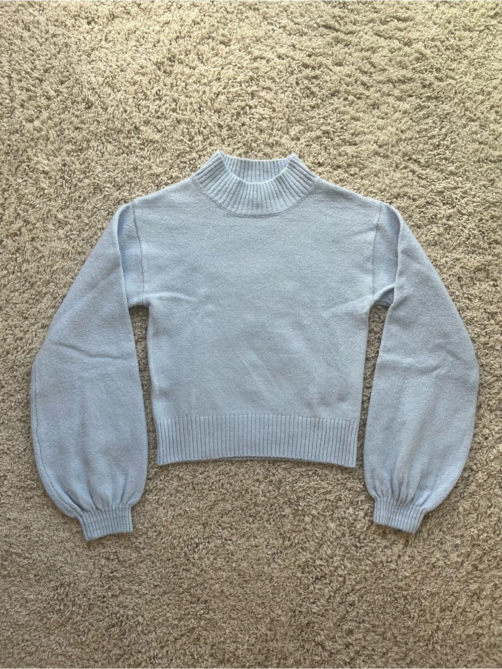 Wild Fable Light Blue Mock Neck Balloon Sleeve Sweater